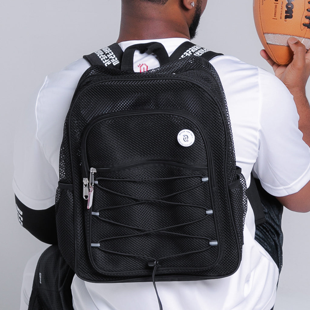 ◆Rest & Recreation◆ LOGO MESH BACKPACK BLACK Rest & Recreation Logo Mesh Backpack - Black